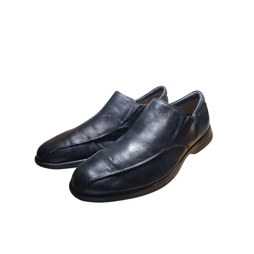Clarks Plus Black Leather‎ Mens size 11M Casual Career Church Slip-on Loafers